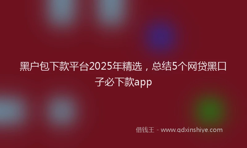 黑户包下款平台2025年精选，总结5个网贷黑口子必下款app