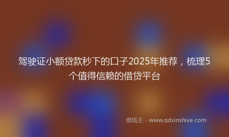 驾驶证小额贷款秒下的口子2025年推荐，梳理5个值得信赖的借贷平台