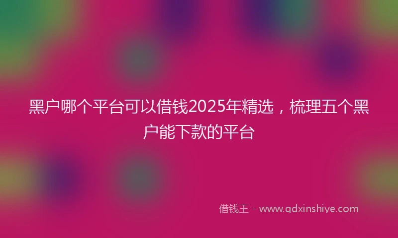 黑户哪个平台可以借钱2025年精选，梳理五个黑户能下款的平台