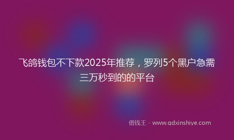 飞鸽钱包不下款2025年推荐，罗列5个黑户急需三万秒到的的平台