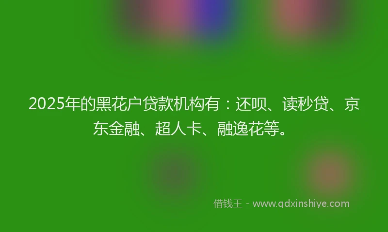2025年的黑花户贷款机构有：还呗、读秒贷、京东金融、超人卡、融逸花等。
