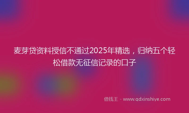 麦芽贷资料授信不通过2025年精选，归纳五个轻松借款无征信记录的口子