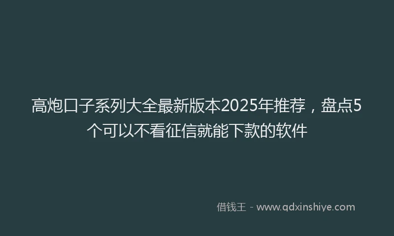 高炮口子系列大全最新版本2025年推荐，盘点5个可以不看征信就能下款的软件