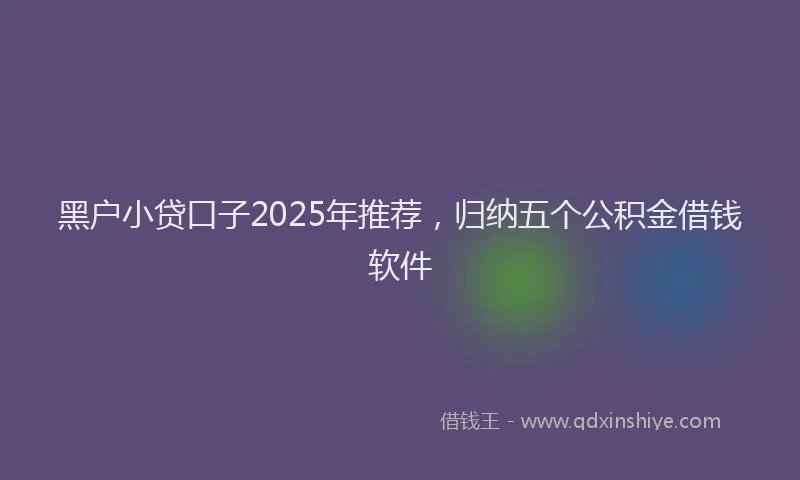 黑户小贷口子2025年推荐，归纳五个公积金借钱软件