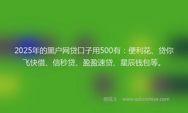 2025年的黑户网贷口子用500有：便利花、贷你飞快借、信秒贷、盈盈速贷、星辰钱包等。