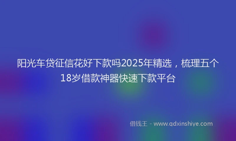 阳光车贷征信花好下款吗2025年精选，梳理五个18岁借款神器快速下款平台