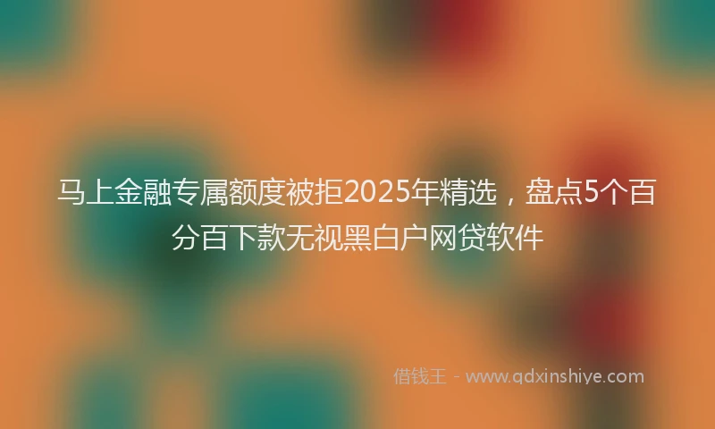马上金融专属额度被拒2025年精选，盘点5个百分百下款无视黑白户网贷软件