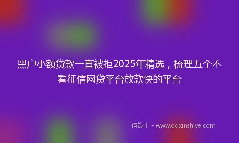 黑户小额贷款一直被拒2025年精选，梳理五个不看征信网贷平台放款快的平台