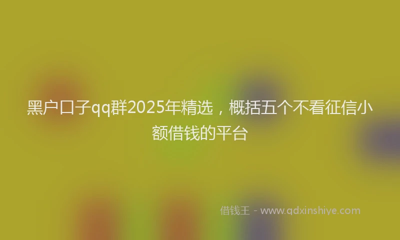 黑户口子qq群2025年精选，概括五个不看征信小额借钱的平台