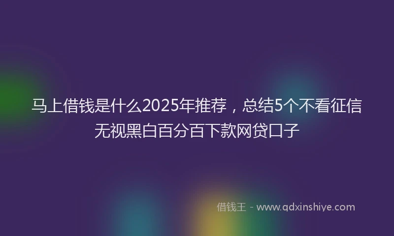马上借钱是什么2025年推荐，总结5个不看征信无视黑白百分百下款网贷口子