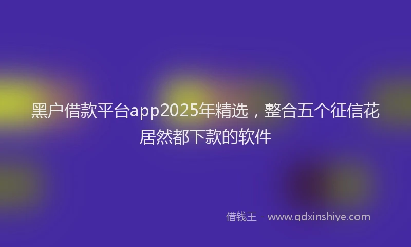 黑户借款平台app2025年精选，整合五个征信花居然都下款的软件