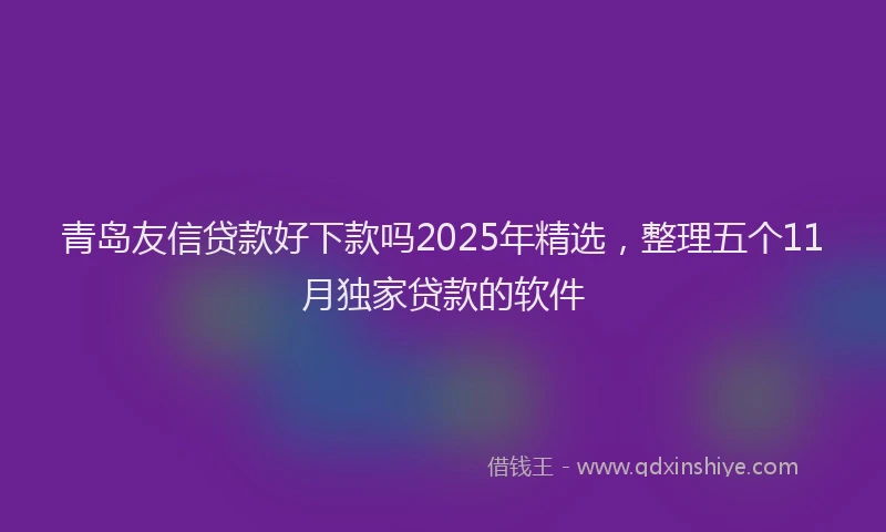 青岛友信贷款好下款吗2025年精选，整理五个11月独家贷款的软件