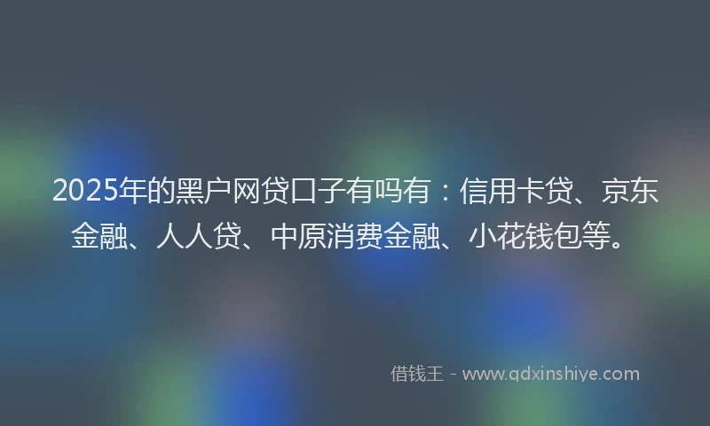 2025年的黑户网贷口子有吗有：信用卡贷、京东金融、人人贷、中原消费金融、小花钱包等。