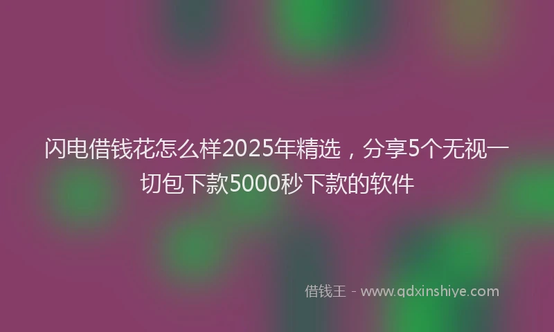 闪电借钱花怎么样2025年精选，分享5个无视一切包下款5000秒下款的软件