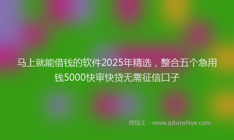 马上就能借钱的软件2025年精选，整合五个急用钱5000快审快贷无需征信口子