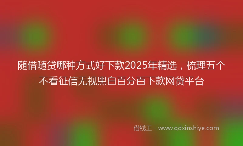 随借随贷哪种方式好下款2025年精选，梳理五个不看征信无视黑白百分百下款网贷平台
