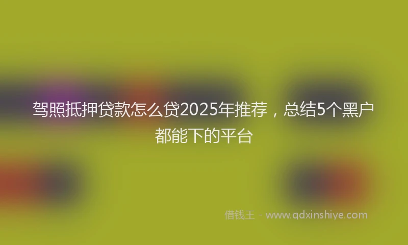 驾照抵押贷款怎么贷2025年推荐，总结5个黑户都能下的平台