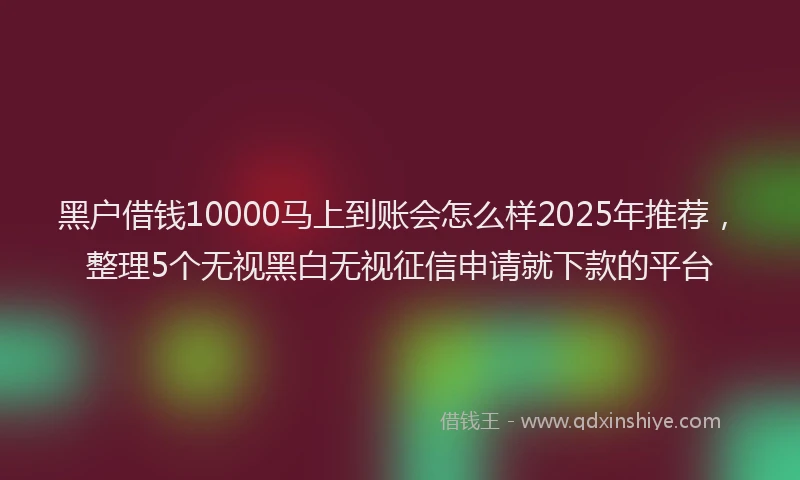 黑户借钱10000马上到账会怎么样2025年推荐，整理5个无视黑白无视征信申请就下款的平台