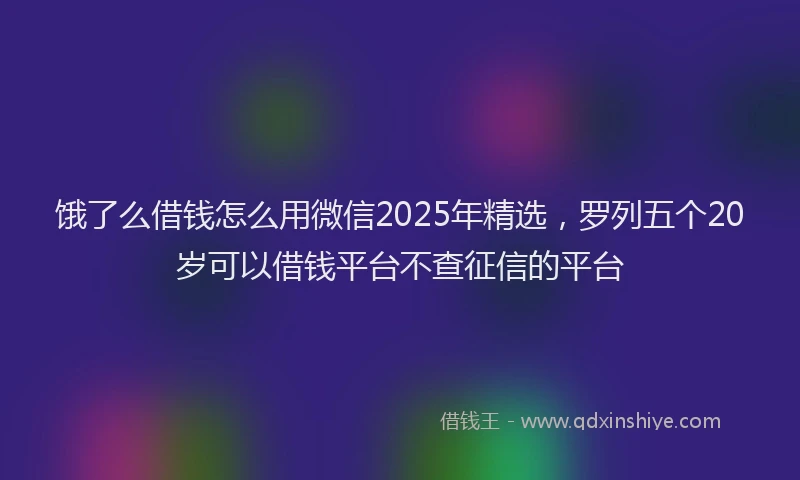 饿了么借钱怎么用微信2025年精选，罗列五个20岁可以借钱平台不查征信的平台