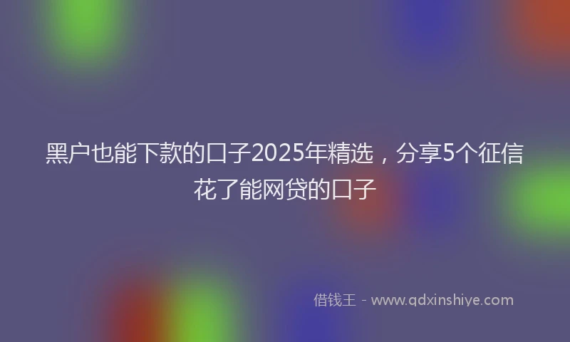 黑户也能下款的口子2025年精选，分享5个征信花了能网贷的口子