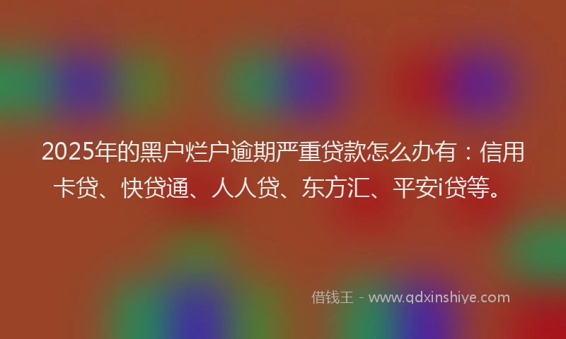 2025年的黑户烂户逾期严重贷款怎么办有：信用卡贷、快贷通、人人贷、东方汇、平安i贷等。