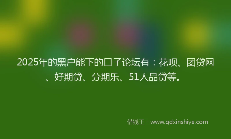 2025年的黑户能下的口子论坛有：花呗、团贷网、好期贷、分期乐、51人品贷等。