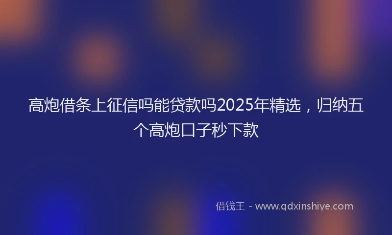 高炮借条上征信吗能贷款吗2025年精选，归纳五个高炮口子秒下款