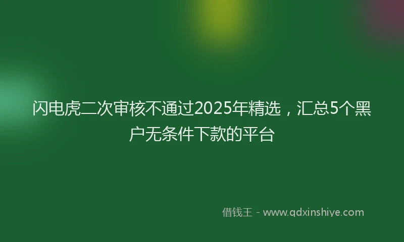 闪电虎二次审核不通过2025年精选，汇总5个黑户无条件下款的平台