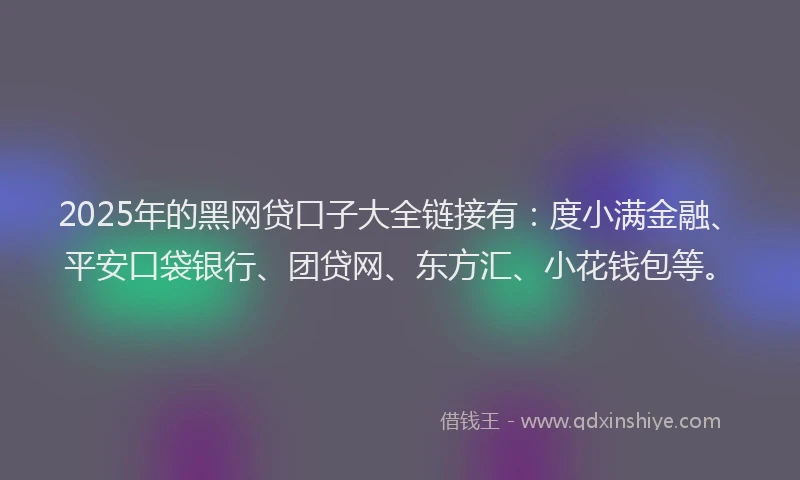 2025年的黑网贷口子大全链接有：度小满金融、平安口袋银行、团贷网、东方汇、小花钱包等。