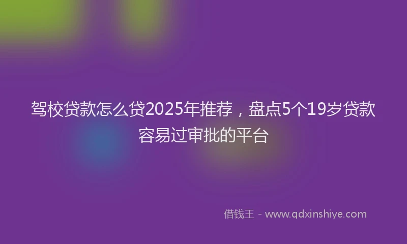 驾校贷款怎么贷2025年推荐，盘点5个19岁贷款容易过审批的平台