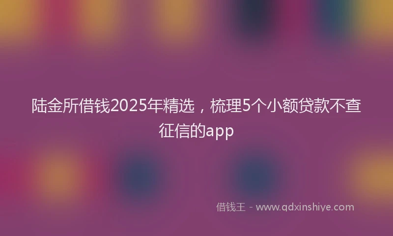 陆金所借钱2025年精选，梳理5个小额贷款不查征信的app