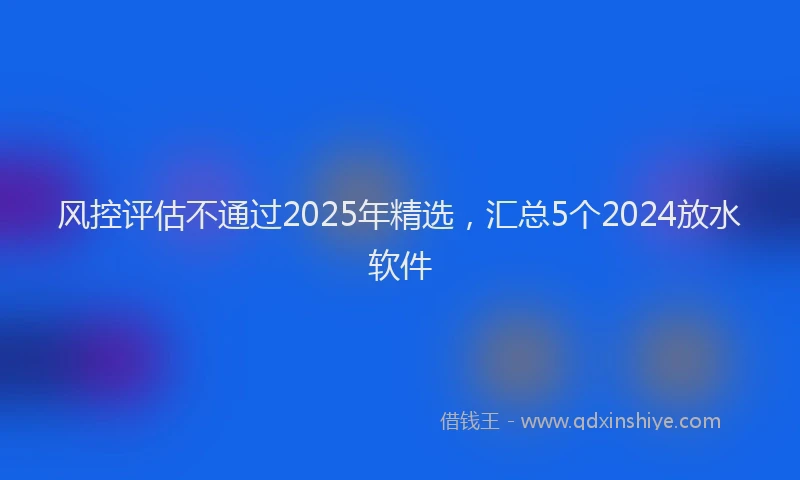 风控评估不通过2025年精选，汇总5个2024放水软件
