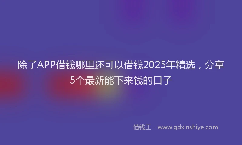 除了APP借钱哪里还可以借钱2025年精选，分享5个最新能下来钱的口子