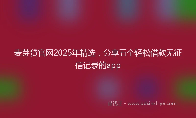 麦芽贷官网2025年精选，分享五个轻松借款无征信记录的app