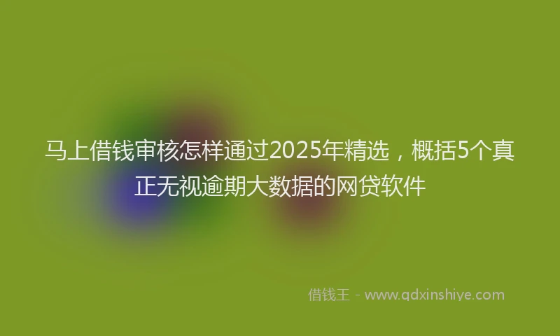 马上借钱审核怎样通过2025年精选，概括5个真正无视逾期大数据的网贷软件