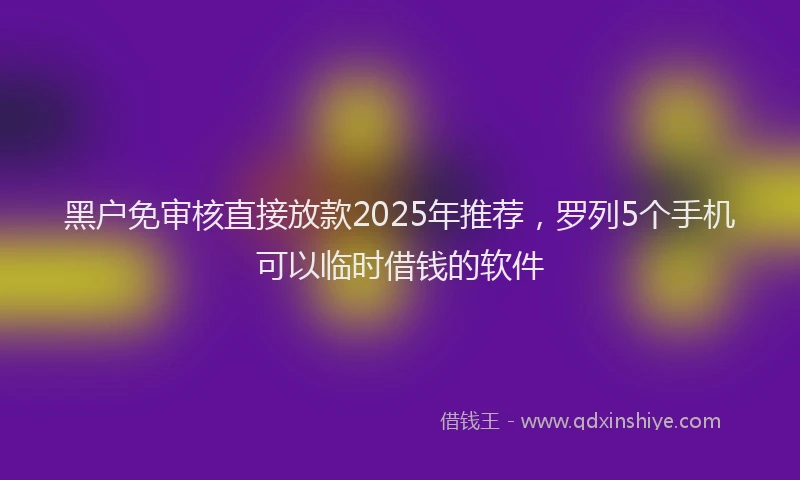 黑户免审核直接放款2025年推荐，罗列5个手机可以临时借钱的软件