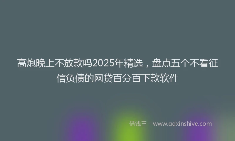 高炮晚上不放款吗2025年精选，盘点五个不看征信负债的网贷百分百下款软件