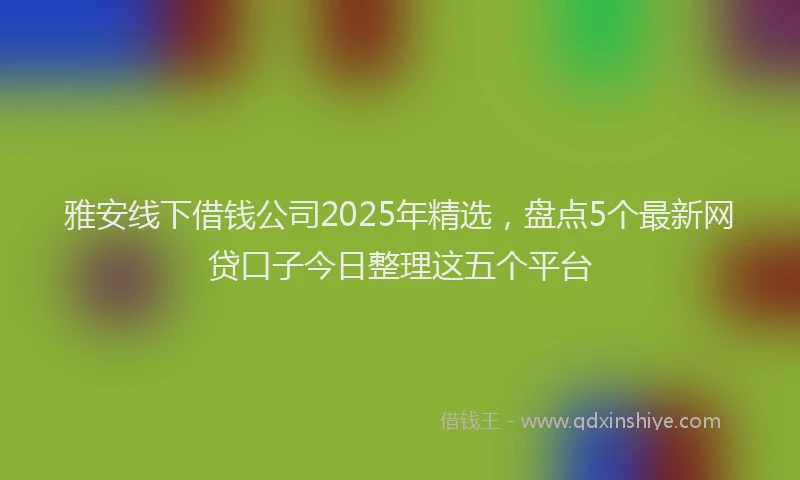 雅安线下借钱公司2025年精选，盘点5个最新网贷口子今日整理这五个平台