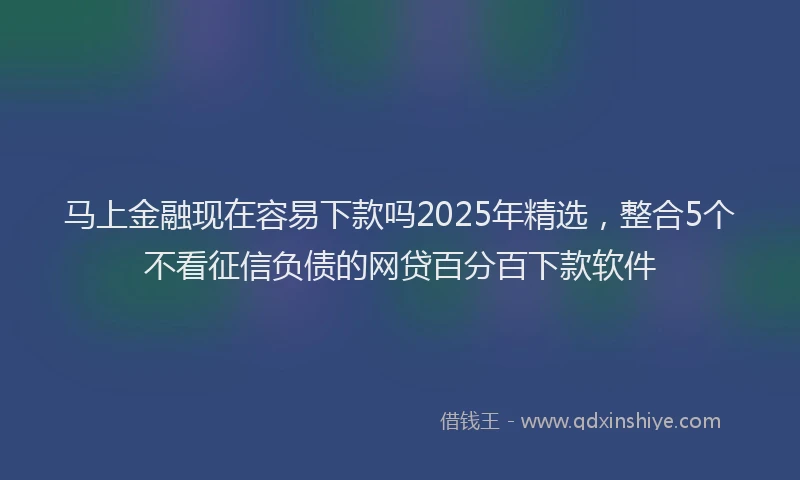 马上金融现在容易下款吗2025年精选，整合5个不看征信负债的网贷百分百下款软件