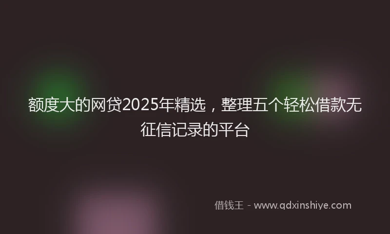 额度大的网贷2025年精选，整理五个轻松借款无征信记录的平台