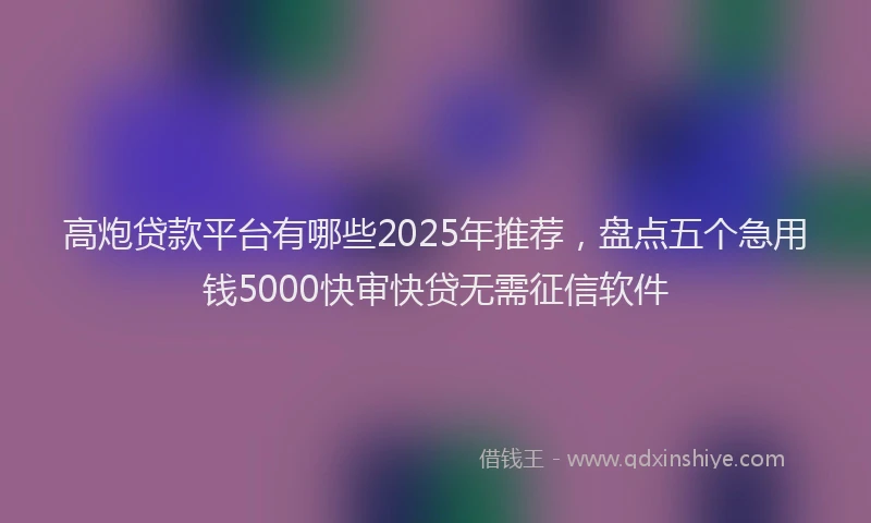 高炮贷款平台有哪些2025年推荐，盘点五个急用钱5000快审快贷无需征信软件