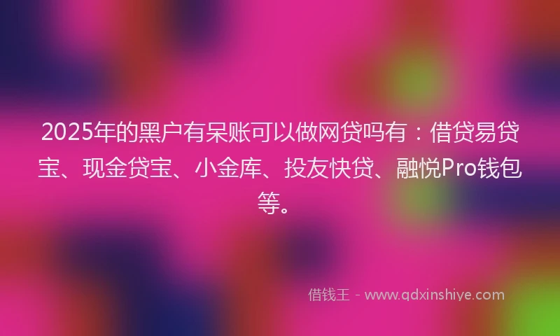 2025年的黑户有呆账可以做网贷吗有：借贷易贷宝、现金贷宝、小金库、投友快贷、融悦Pro钱包等。
