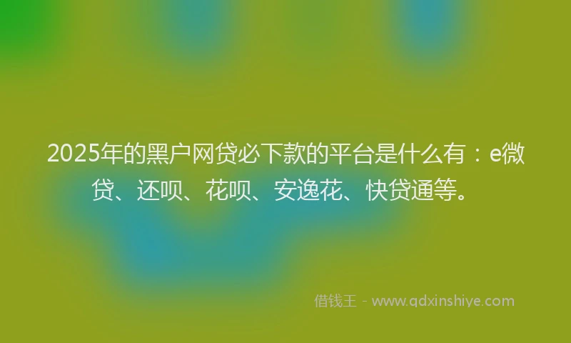 2025年的黑户网贷必下款的平台是什么有：e微贷、还呗、花呗、安逸花、快贷通等。