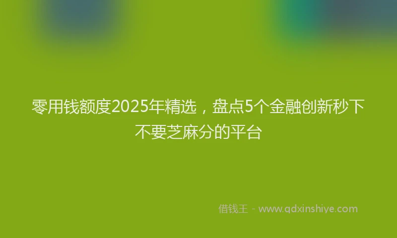 零用钱额度2025年精选，盘点5个金融创新秒下不要芝麻分的平台