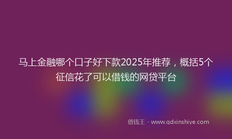马上金融哪个口子好下款2025年推荐，概括5个征信花了可以借钱的网贷平台