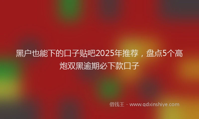 黑户也能下的口子贴吧2025年推荐，盘点5个高炮双黑逾期必下款口子