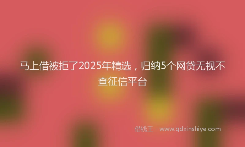 马上借被拒了2025年精选，归纳5个网贷无视不查征信平台