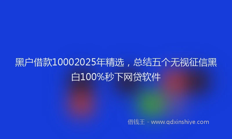 黑户借款10002025年精选，总结五个无视征信黑白100%秒下网贷软件
