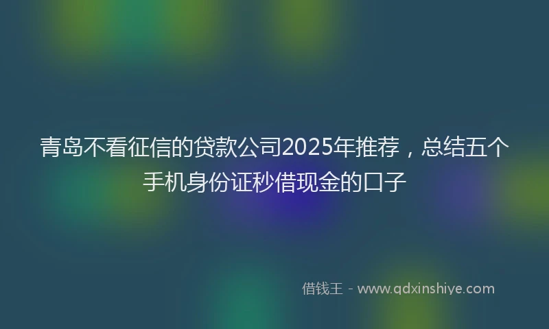 青岛不看征信的贷款公司2025年推荐，总结五个手机身份证秒借现金的口子