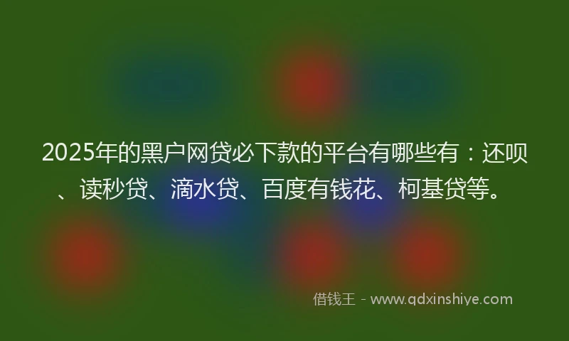 2025年的黑户网贷必下款的平台有哪些有:还呗、读秒贷、滴水贷、百度有钱花、柯基贷等。